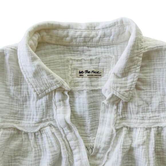 Free People Yucca Top Optic White Size Small Puff Sleeve Cotton Gauze Light - Picture 3 of 8